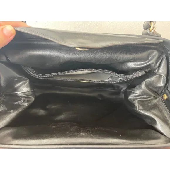 VTG Franco Godi Italia Black Crocodile Embossed Leather Satchel Style Handbag - Picture 14 of 16